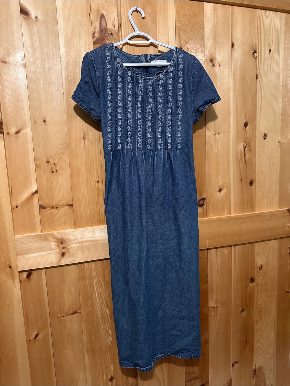VTG Northern Traditions Embroidered Denim Midi Dress Pintuck Prairie Cottage 18